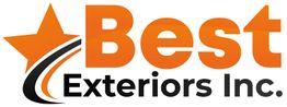 Orange and black logo of "Best Exteriors Inc." with a star and curved lines.