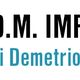 Logo "D.M. Impianti di Demetrio Meduri" con goccia d'acqua e fiocco di neve al centro.