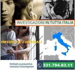 Investigazioni private in Italia per infedeltà coniugali, numero di contatto incluso.