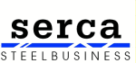 Logo mit dem Text "serca" in Schwarz und "STEELBUSINESS" in Blau und Schwarz darunter.