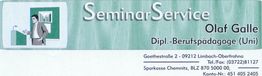 Visitenkarte für SeminarService von Olaf Galle, Dipl.-Berufspädagoge (Uni).
