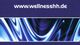 Blaue, wellenförmige Muster mit der Webadresse www.wellnesshh.de oben in Weiß.