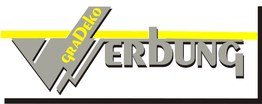 Logo mit dem Schriftzug „GraDeko Werbung" in Grau und Gelb.