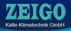 Logo von ZEIGO Kälte-Klimatechnik GmbH in blauen Farbtönen auf dunklem Hintergrund.