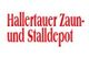 Roter Text "Hallertauer Zaun- und Stalldepot" auf weißem Hintergrund.