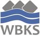 Logo mit blauen Wellen, grauen Quadraten oben, darunter die Buchstaben "WBKS".