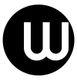 Schwarzer Kreis mit weißem Buchstaben "W" in der Mitte.
