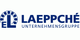 Logo der Laeppché Unternehmensgruppe mit blauem Text und stilisiertem "L".