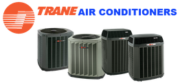 Trane air conditioning units with logo above them.