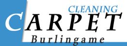 "Logo with text: Carpet Cleaning Burlingame, featuring blue and black lettering."