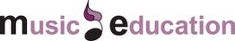 Text "Music Education" mit einer Note zwischen den Buchstaben "M" und "E".