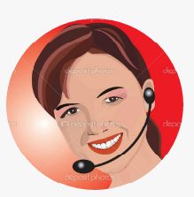 Ilustração de mulher sorrindo com headset e fundo vermelho.