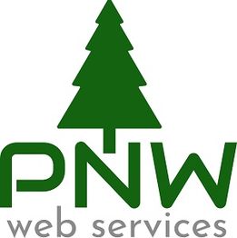 Logo with a green tree above "PNW" and "web services" in gray underneath.