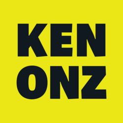 Gele achtergrond met zwarte tekst: "KEN ONZ", verdeeld over twee regels.