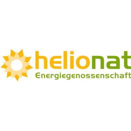 Logo von Helionat mit einem gelben Sonnensymbol. Text: "Energiegenossenschaft".
