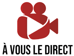Icône rouge de caméra vidéo avec texte "À vous le direct".