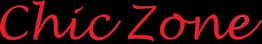 Testo "Chic Zone" in rosso su sfondo nero.