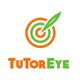 Logo with an orange and green target and feather, text "TuTorEye" in orange and green.