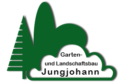Logo mit grünen Bäumen und Text: "Garten- und Landschaftsbau Jungjohann".
