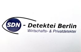 Logo mit Text: "SDN - Detektei Berlin, Wirtschafts- & Privatdetektei".