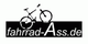 Logo mit einem stilisierten Fahrrad und der URL "fahrrad-Ass.de" in Schwarz-Weiß.