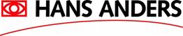 Logo van Hans Anders met rood oogicoon en zwarte letters, boog gevormd door rode lijn eronder.