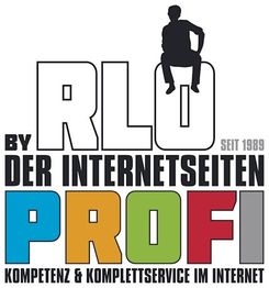 RLO-Logo mit Silhouette, Text "Der Internetseiten Profi, seit 1989", buntes Wort "Profi".