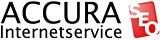 Logo von ACCURA Internetservice mit rotem SEO-Symbol.