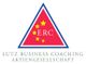 Rotes Dreieck mit gelben Sternen und Buchstaben ERC, darunter Firmenname Lutz Business Coaching.