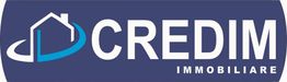 Logo azienda: Casa stilizzata e testo "CREDIM IMMOBILIARE" su sfondo blu.