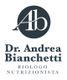 Logo del Dr. Andrea Bianchetti, biologo nutrizionista, con iniziali "Ab" in cerchio scuro.