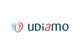 Logo con testo "UDIAmo" e un cuore stilizzato arancione e blu.