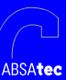 Blaues Logo mit stilisiertem Rohr und Text "ABSAttec" in Weiß am unteren Rand.