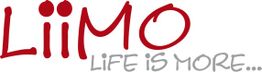 Logo mit dem roten Schriftzug "Liimo" und grauem Text "Life is more...".