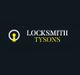Logo with a keyhole icon and text "Locksmith Tysons" in white and yellow on a dark background.
