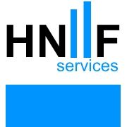 Logo von HNIF Services mit blauen und schwarzen Buchstaben.