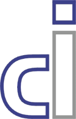 Logo mit blauen Buchstaben "c" und "i", modernes Design auf weißem Hintergrund.
