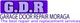 Logo for Garage Door Repair Moraga, featuring G.D.R and service description in purple text.