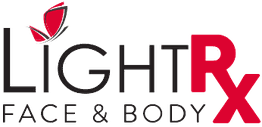 LightRx Face & Body logo with red butterfly icon.