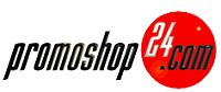 Logo mit Text "promoshop24.com" in Schwarz auf weißem Hintergrund, roter Punkt hinter der Zahl.