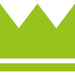 Grüne stilisierte Krone mit zwei horizontalen Streifen darunter auf weißem Hintergrund.