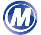 Blau-weißes Logo mit einem stilisierten "M" in der Mitte.