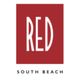 Red rectangle with "RED" text inside; "SOUTH BEACH" below.