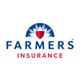 Farmers Insurance logo with a stylized red and blue shield design above the company name.