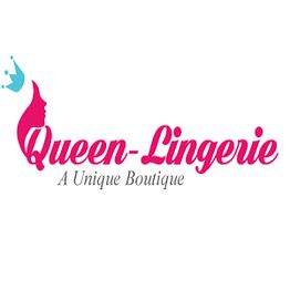 Queen-Lingerie logo with a stylized face and crown, text: "A Unique Boutique."