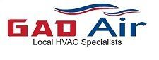 "Logo for GAO Air with text: Local HVAC Specialists, featuring red and blue design elements."