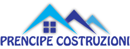 Logo con case stilizzate e testo "Prencipe Costruzioni" in blu.