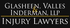 Logo: Glasheen, Valles & Inderman, LLP Injury Lawyers, with text on a black background.