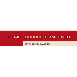 Rotes und beiges Logo mit Text: "Thieme Schroer Partner, Rechtsanwälte".