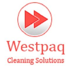 Logo of Westpaq Cleaning Solutions with two red arrows inside a circle.